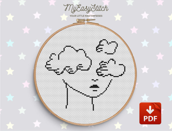 Face Outline Clouds: A Minimalist Cross Stitch Review