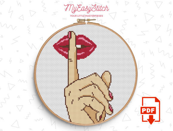Lips Hand Shhhh Cross Stitch Pattern Review for Etsy Sellers