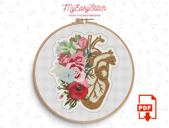 Vintage Heart Cross Stitch Pattern Review for Craft Fairs